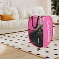 thumbnail image 3 of Pop Up Laundry Hamper Collapsible Laundry Basket Mesh Foldable Pink Dirty Clothes Hamper with Handles for Home, Bathroom, Bedroom, Travel, Cruise, 3 of 5
