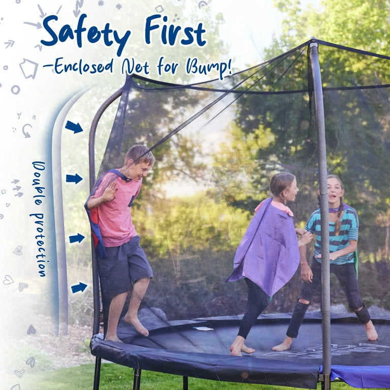 123 JUMP 10ft/12ft/14ft Round Trampoline with Safety Enclosure Net