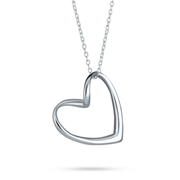 Bling Jewelry Womens Floating Open Heart Pendant Necklace Sterling Silver Chain
