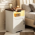 thumbnail image 6 of Nightstand for Bedroom, Farmhouse End Table Set of 2, Side Table with LED Light for Living Room, Bedside Table with 2 USB Ports and 1 Outlets, Set 2, Dark Walnut & White, 6 of 7