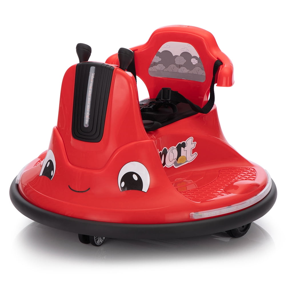 Kepooman 12V Snail-Shaped Kids Electric Bumper Car with Remote Control, Toddler Race Toys, 3-8 Years, Red & Black