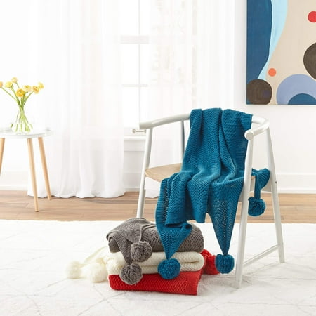 Graphic Knit Blanket - Better Homes and Gardens Knit Pom-Pom Throw Blanket