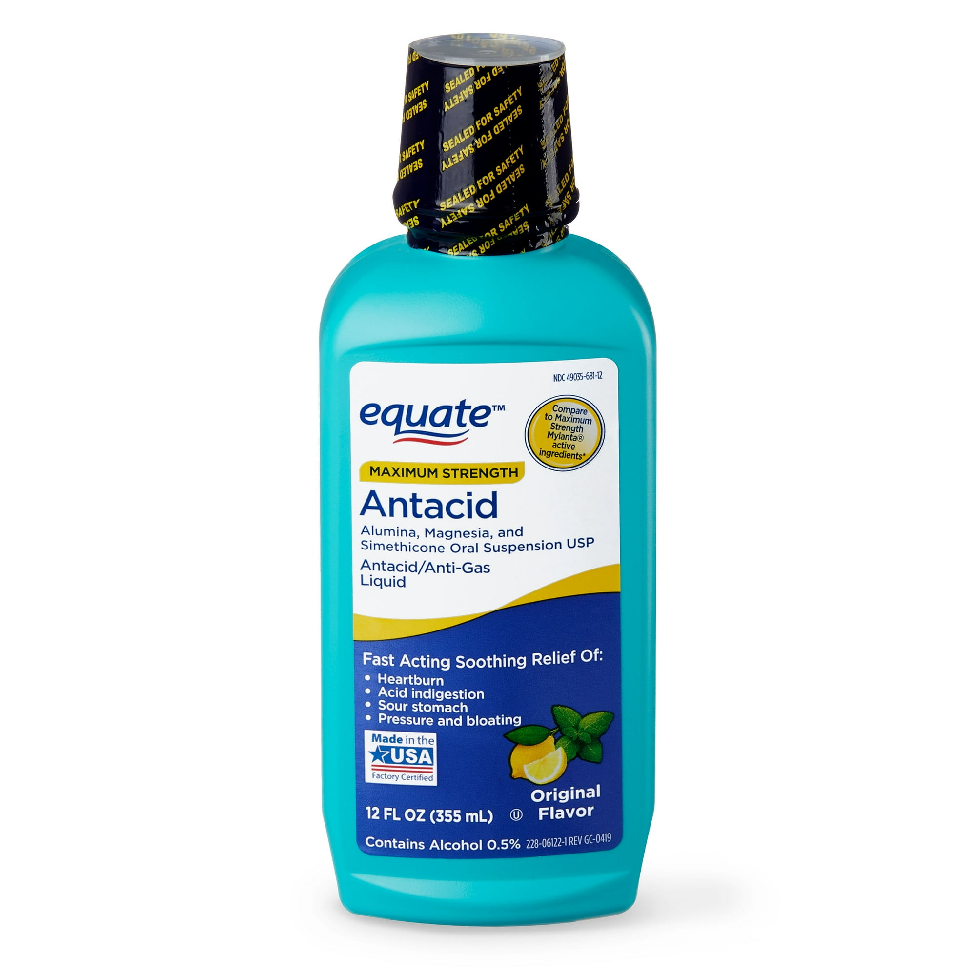 Equate Maximum Strength Antacid over-the-Counter Original Flavor Liquid, 12 fl. oz. (1Pack)