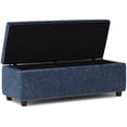 thumbnail image 3 of Simpli Home Hamilton 48 Pouces Ottomane de Rangement Traditionnelle en Similicuir Bleu Denim, 3 of 8