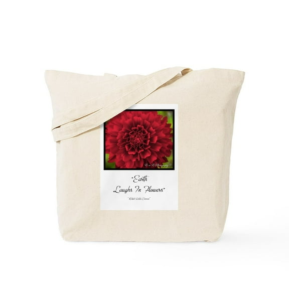 CafePress - Red Dahlia W/ Emerson Quote Tote Bag - Unisex Canvas Tote Bag, Beige, 1-Piece