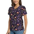 thumbnail image 2 of Vsdgher Lavender Flowers Women Shirts V Neck Short Sleeve Tops T-Shirt Basic Tees, S to 3XLMedium, 2 of 5