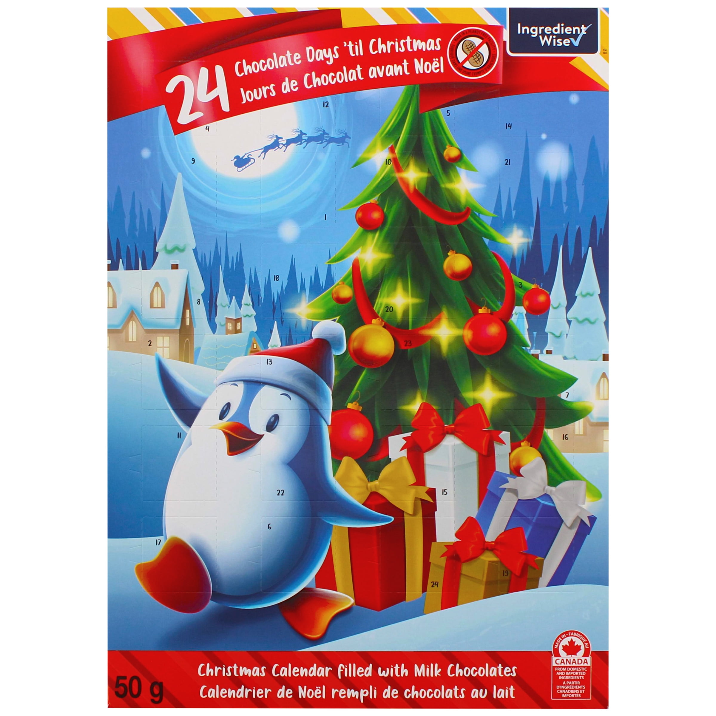 Great Value 24 Chocolate Days ‘til Christmas Advent Calendar., 50 g