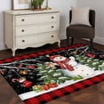 thumbnail image 3 of Area Rugs 2.7'x5', Black Red Christmas Carpet for Living Room Bedroom Dining Room, Snowman Xmas Tree Snowflake Plaid Throw Kitchen Rugs Non Slip Washable Rectangle Indoor Outdoor Rugs, 3 of 8
