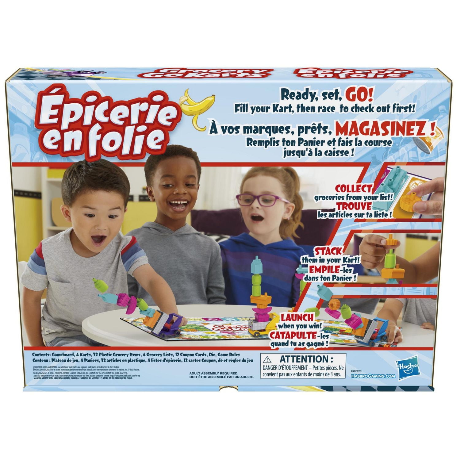 Épicerie en folie, jeu de plateau pour enfants et tout-petits, jeu d'assemblage avec mini articles, jeux préscolaires pour 2 à 4 joueurs