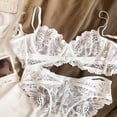 thumbnail image 1 of Conjunto de sujetador de encaje ultrafino, transpirable y sexy para mujer, push-up, cómodo, de pecho grande y pequeño, 1 of 6