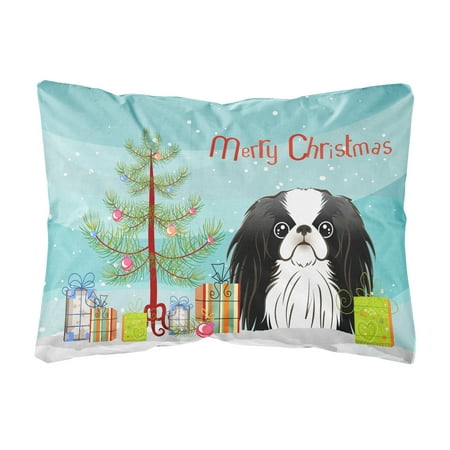 Carolines Treasures BB1602PW1216 Christmas Tree and Japanese Chin Canvas Fabric Decorative Pillow, 12H x16W, multicolor