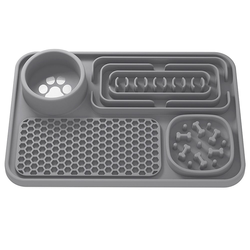4 in 1 Dog Lick Mat Slow Feeder for Dogs & Cats, Silicone Pet Feeding Mat with Suction Cups, Dog Enrichment Toy for Anxiety Relief, Slow Feeding Treat Mat