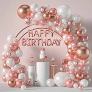 Cooary 127 Pcs Balloons Different Sizes 5/10/12/18 Inch Dusty Rose Gold White Confetti Balloons As Happy Birthday Wedding Graduation Garland Arch Kit Princess Ballon Party Supplies Decorations