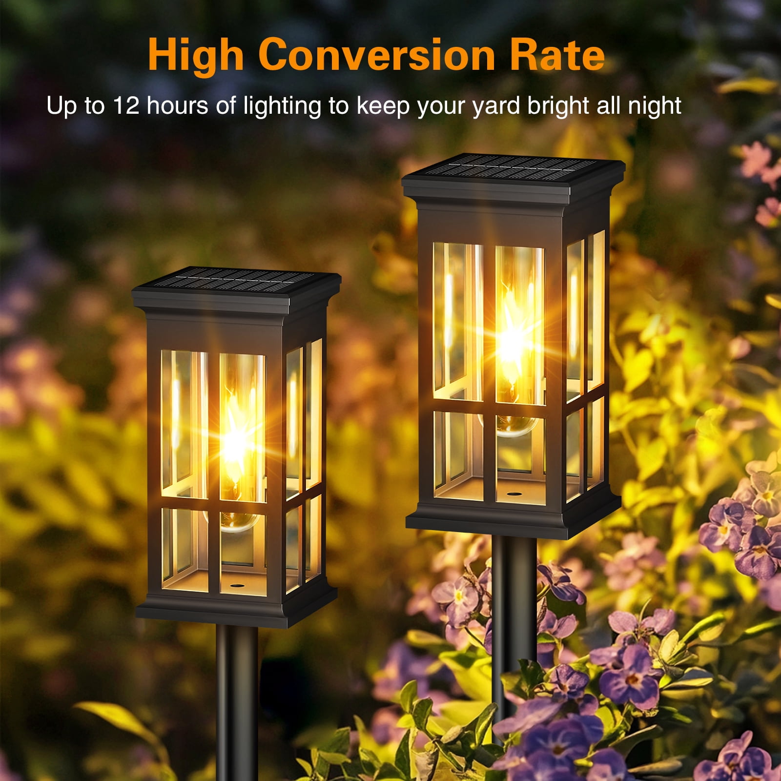 NATUBEAU 4-Pack Solar Pathway Lights Outside Lights for Yard, Lighting for Garden Walkway, Warm White