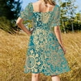 thumbnail image 4 of Teal Green and Gold Mandala Pattern Sleeveless Dress women's clothing trend 2024 women's clothing korea stylish Summer skirt, 4 of 6