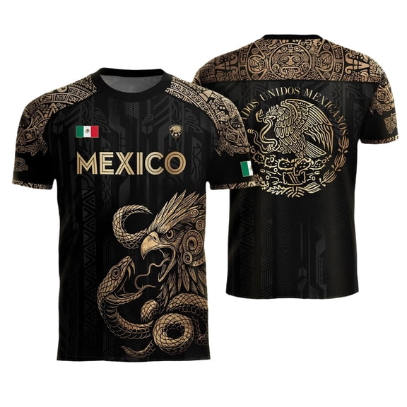 2026 Mexico Soccer Jersey, Men’s V-Neck Short Sleeve Sports Fans Shirt for Game Day, Training, Travel, and Casual Wear Black Size:S
