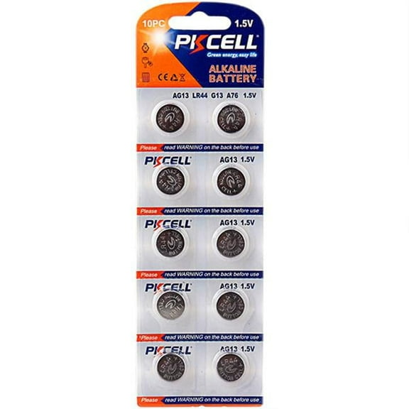 PK Cell AG13-10B 1.5V 1 lbs Alkaline Cell Battery, Pack of 10