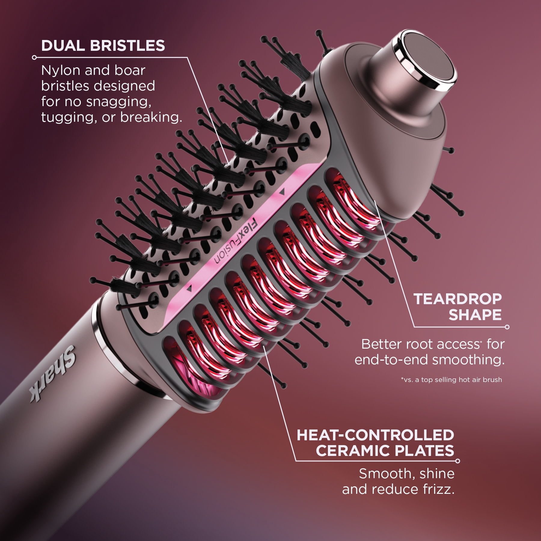 Shark FlexFusion Air & Ceramic Hair Styling System, Air Straightener & Flat Iron, HD641S Metallic Mist