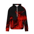 thumbnail image 5 of Miluxas Mens Hoodies Big and Tall Drawstring Causal Long Sleeve 3D Flame Print Graphic Pullover Crewneck Sweatshirts Red, 5 of 5