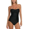 thumbnail image 1 of RELLECIGA Maillot de Bain une Pièce pour Femme à Encolure Froncée, Tour de Cou, Bandeau Torsadé, 1 of 8