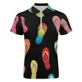 thumbnail image 4 of Colorful Flip Flops Men Zipper T-shirt Summer Casual Short Sleeve T-shirt Top, 4 of 7