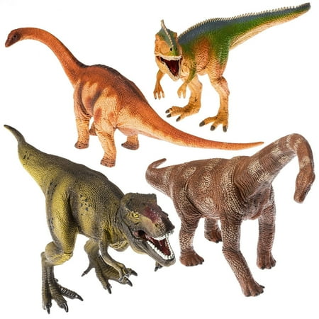 Prextex 13” Realistic Looking Dinosaurs Pack of 4 Jumbo Plastic Assorted Dinosaur Figures