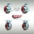 thumbnail image 2 of 5 Inch SS Poly on Aluminum Caster Set with 2 Brakes/Swivel Lock 2 Rigid SCC, 2 of 2