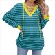 thumbnail image 2 of Sudadera Holgada Informal de Larga con Cuello Redondo y Bloques de Color para Mujer Verde L, 2 of 9