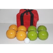 Italian/American Made, 110mm EPCO Bocce Set - Rustic Green/Yellow Balls and red/Black Bag