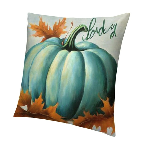 Patifu Fall Pillow Cover for Fall Decor Thanksgiving Decorations Autumn Farmhouse Blue Pumpkin Leaves Throw Pillows Seasonal Cushion Case for Home Halloween, Sofa 12x12in