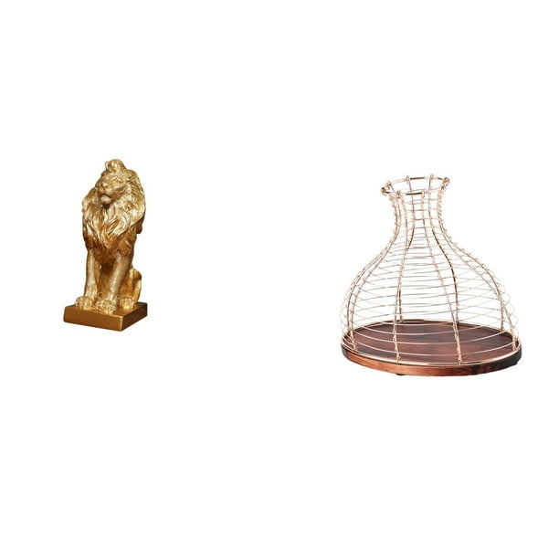 Figura de león,Estante con estatua de león para escritorio,oficina,decoración del hogar,Figura decorativa de león coleccionable para escritorio,Portacorchos de vino,Soporte de metal para