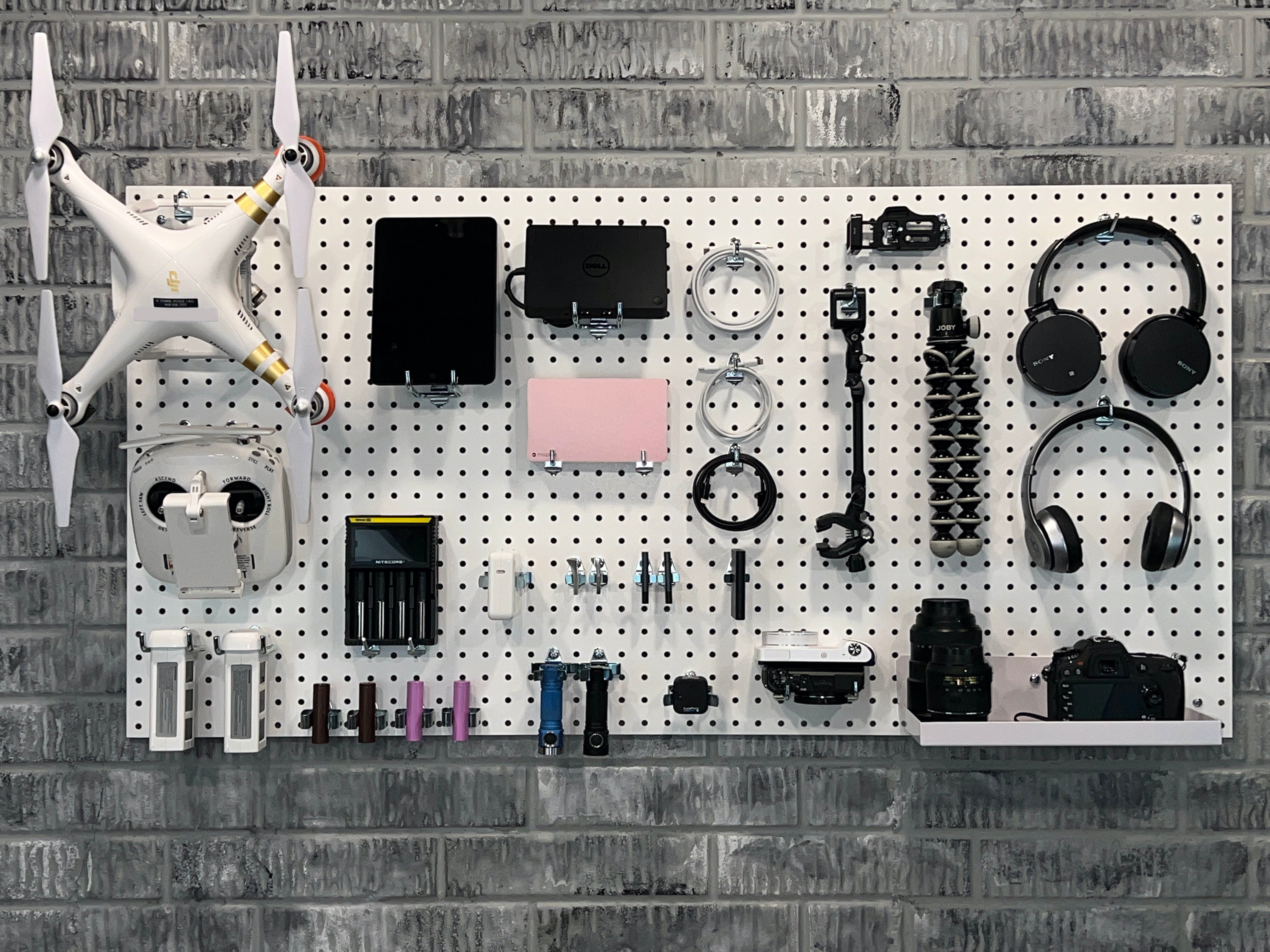 Triton Products® Wall Ready White Pegboard Kit 24 In. W x 42 In. H x 1/4 In. D Heavy Duty High Density Fiberboard Round Hole Pegboards with 36 pc. Locking Hook Assortment