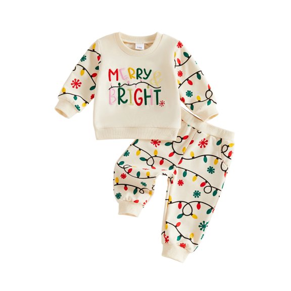 RUINIXCW Toddler Girl Boy Christmas Outfit Long Sleeve Pullover Sweatshirt and Pants