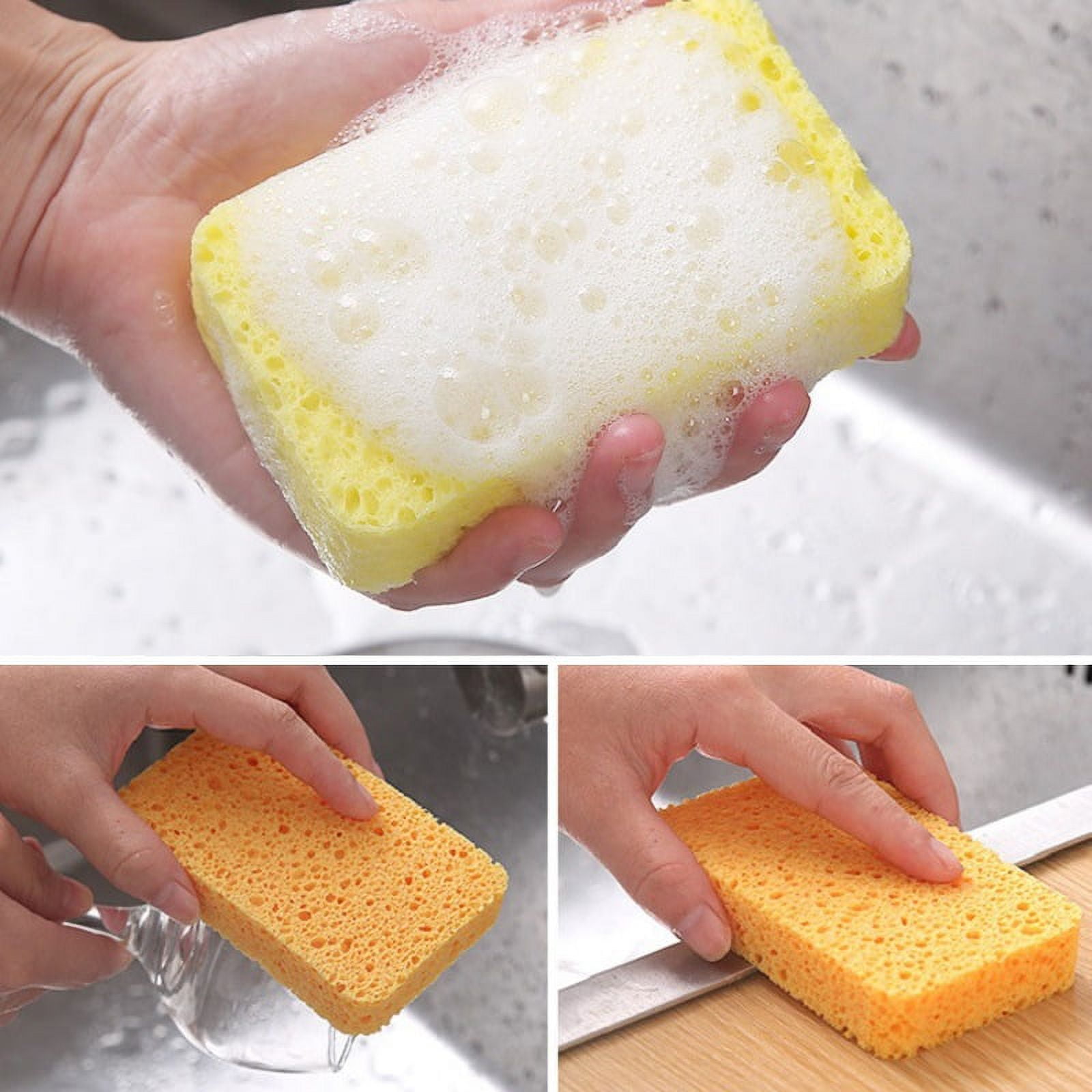 Large Cellulose Sponges, Kitchen Sponges for Dish, 1.4 Thick Heavy Duty  Scrub Sponges, Non-Scratch Dish Scrubber Sponge for Household, Cookware,  Bathroom, Compressed Packaging 5pcs 