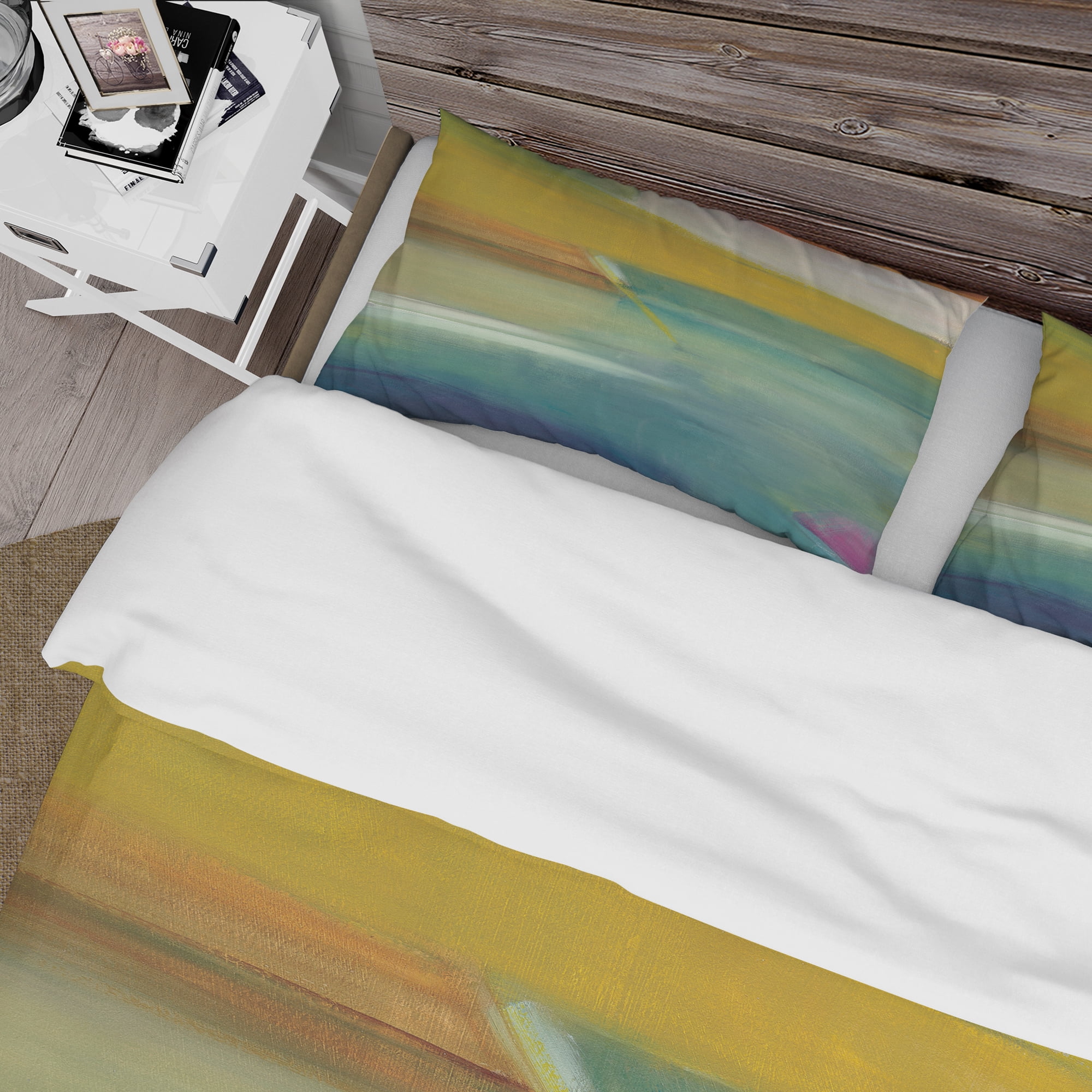 Designart 'Waterpainting Impression of Indigo And Green' Farmhouse Duvet Cover Set