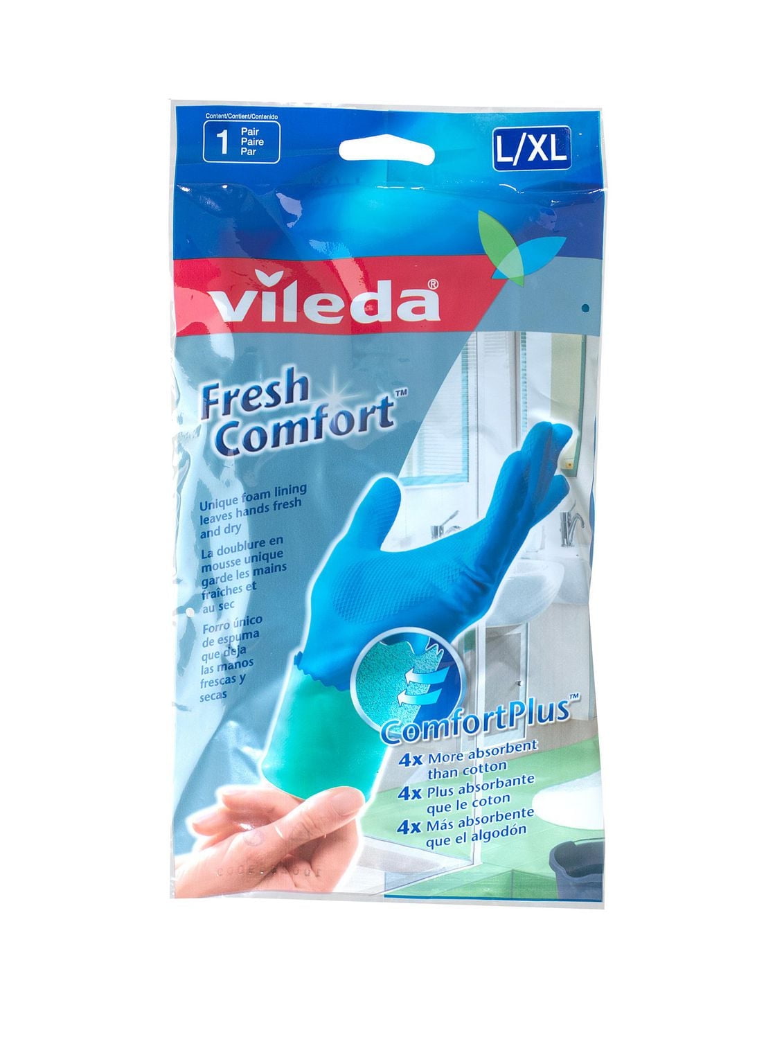 Vileda Fresh Comfort Gloves, Large/X-Large Size, 12-pack