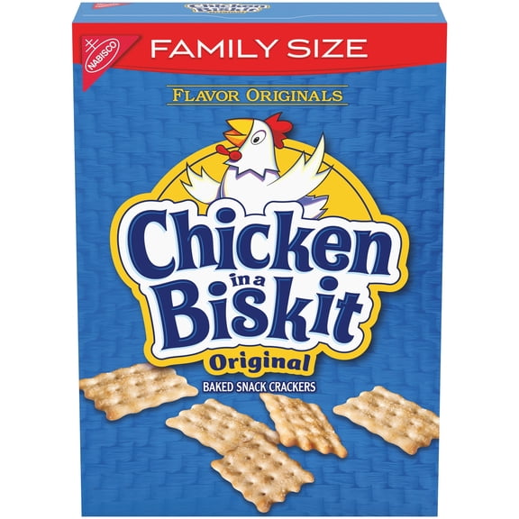 CHICKEN IN A BISKIT Original Baked Snack Crackers, Lunch Snacks, Family Size, 12 oz