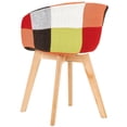 thumbnail image 5 of Resenkos Set for 2 Modern Patchwork Upholstered Dining Chairs, Club Guest Accent Arm Chair with Wood Legs, Red Fabric, 5 of 8