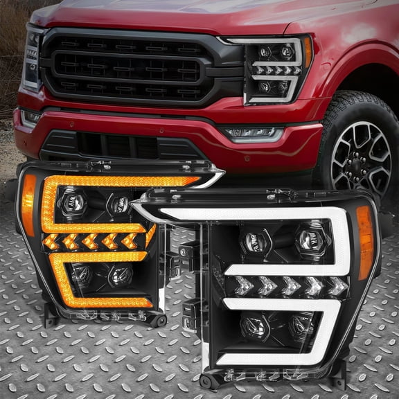 Nuvision for 21-23 Ford F150 LED Switchback Sequential Signal Projector Black Headlights