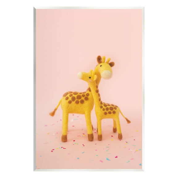 Stupell Industries Pastel Pink Hugging Giraffes Animals & Insects Photography Unframed Art Print Wall Art
