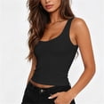 thumbnail image 4 of LEAVINGSUO Tank Tops for Women Summer Solid Color Casual Sleeveless V-Neck Solid Blouses Tank Black S, 4 of 7