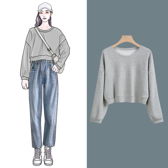 Vedolay Oversized Sweatshirt for Women Women's Oversized Sweatshirt Basic Solid Sleeve Hooded Pullover Tops,Gray XL