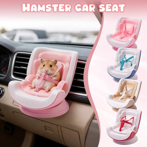 Hamsters Car Seat,Adjustable Leash Gerbils Car Vent Holder Includes Vent Clip & Magnetic Base, Small Animal Safety Carrier with Secure Buckle, Airflow-Friendly Design for Guinea Pigs Mice (Blue)