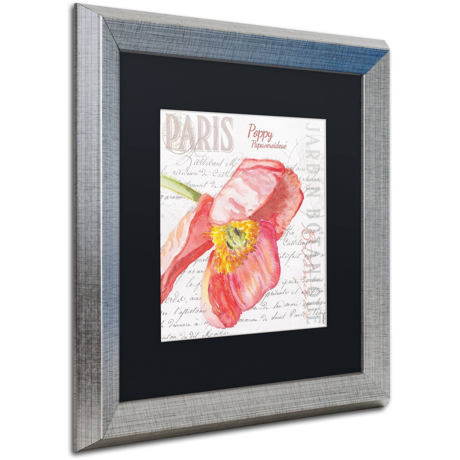 Trademark Fine Art "Paris Botanique Yellow Poppy" Canvas Art by Jennifer Redstreake Black Matte, Silver Frame