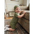 thumbnail image 4 of BemeyourBBs Baby Boy Summer Clothes Infant Baby Boys Fishing Outfit Newborn Baby Boy Hospital Going Home Outfit Ribbed Romper Short Sleeve Newest Fishing Buddy Letter Print Jumpsuit with Hat, 4 of 9