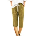 thumbnail image 2 of cllios Clearance Outlet Plus Size Pants Women Summer High Waist Pant with Pockets Casual Drawstring Straight Trousers Yoga Capris Pants, 2 of 5