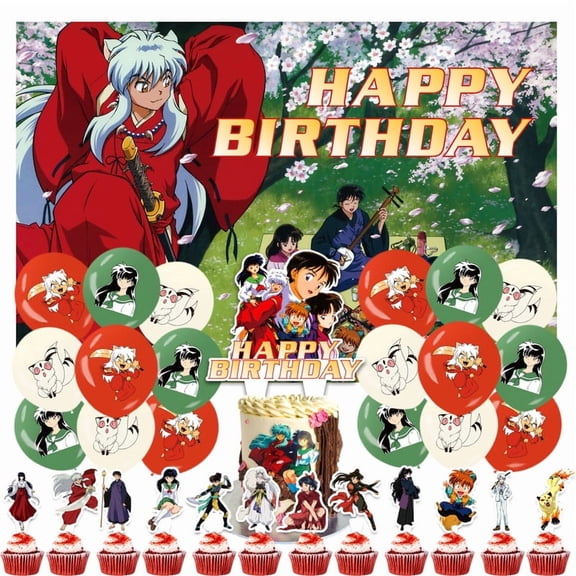 32 PCS Themed Birthday Party Decoration Set – Includes Backdrop, Cake Topper, 12 Cupcake Toppers, and 18 Balloons for Festive Occasions and Celebrations Party Supplies