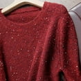 thumbnail image 4 of YMNXA Womens Sweaters Long Sleeve Round Neck Solid Color Sequins Knit Loose Fit Top For Casual Daily Wear Rd1 S, 4 of 9