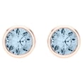 thumbnail image 3 of 2 ct Screw-Back Stud Earrings for Women | 6.5mm Round Cut Simulated Blue Diamond | 14K Rose Gold, 3 of 5