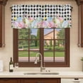 thumbnail image 6 of 2 Pack Valances for Window, Spring Easter Flowers Short Curtains for Kitchen Bedroom Living Room, Farmhouse Floral Black Buffalo Plaid Rod Pocket Small Window Treatment Valance Drapes 54 x 18 Inch, 6 of 8
